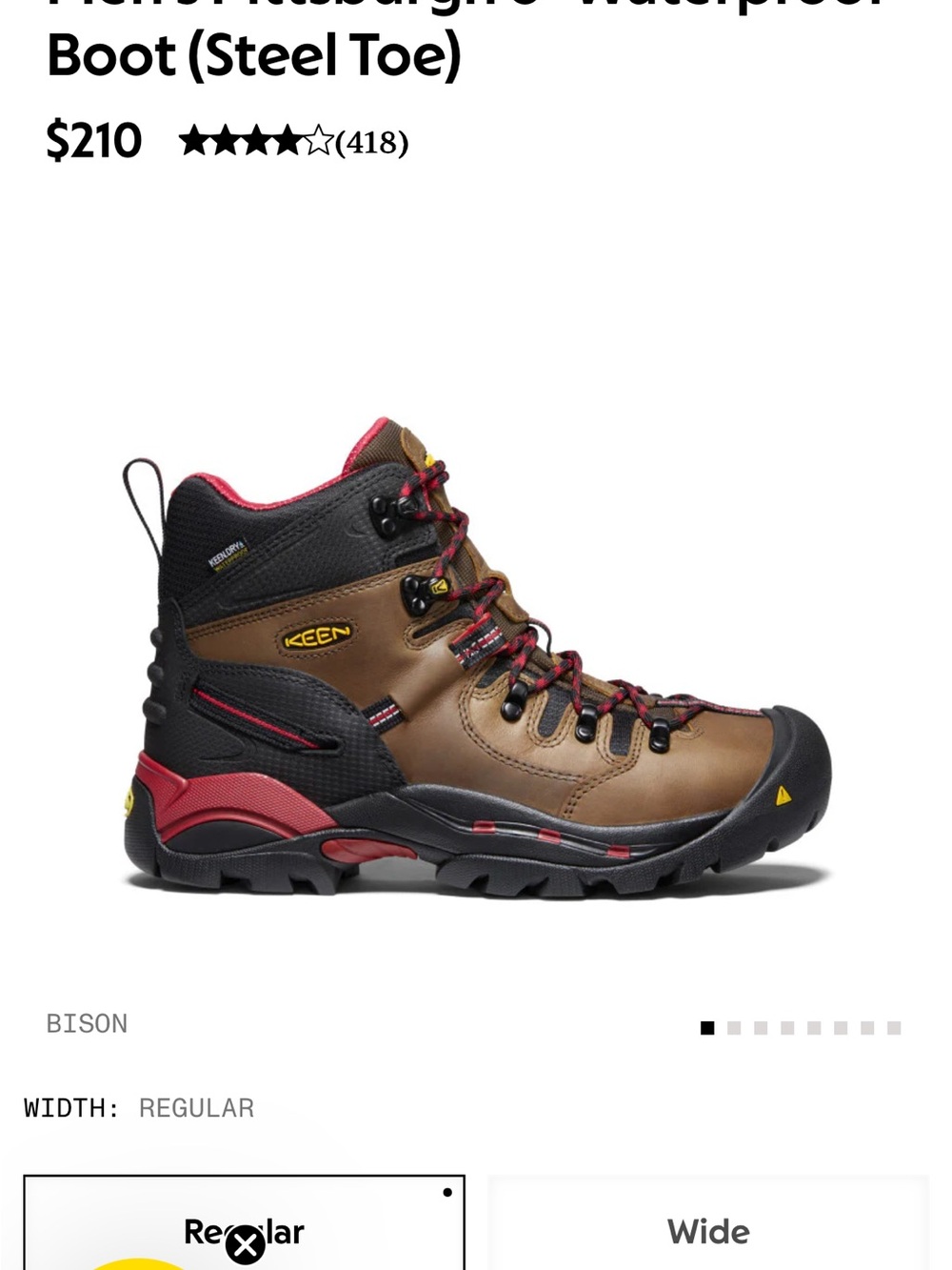 KEEN Brown and Red Men’s Waterproof Work/Hiking Boots size 8.5 - Picture 2 of 14